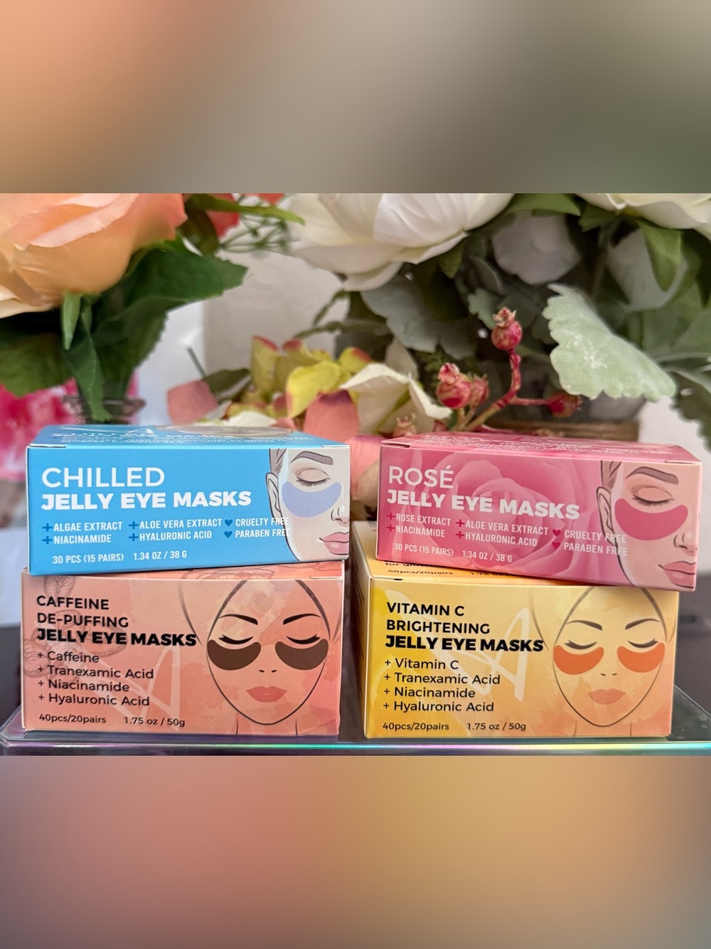 🆕🪷 LA SPLASH COSMETICS 4-PIECE JELLY EYE MASK COLLECTION. BRAND NEW IN BOXES!